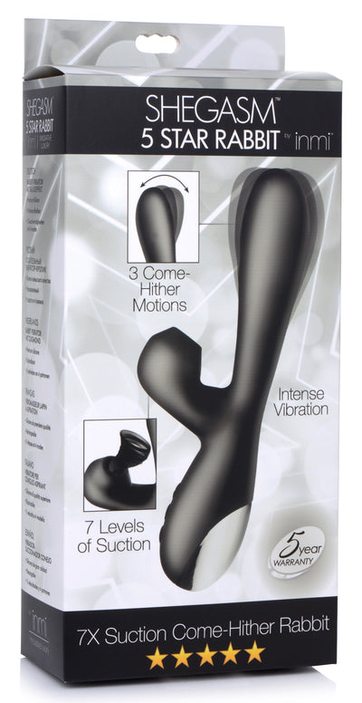 Shegasm 5 Star 7X Suction Come-Hither Silicone Rabbit - Black vibesextoys from Inmi