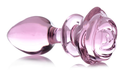 Pink Rose Glass Anal Plug - Large butt-plugs from Booty Sparks