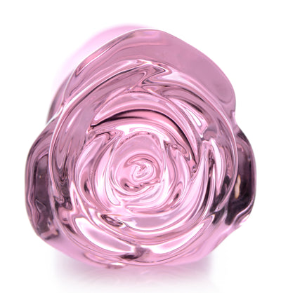 Pink Rose Glass Anal Plug - Large butt-plugs from Booty Sparks
