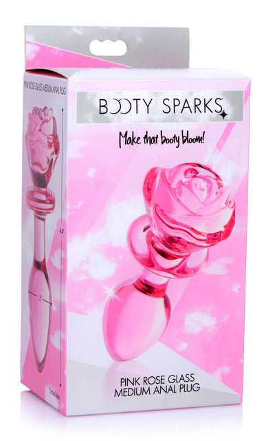 Pink Rose Glass Anal Plug - Medium butt-plugs from Booty Sparks