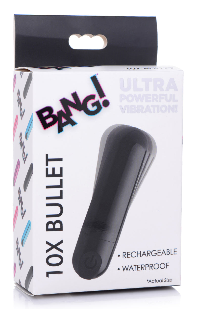 10X Rechargeable Vibrating Metallic Bullet - Black bullet-vibrators from Bang