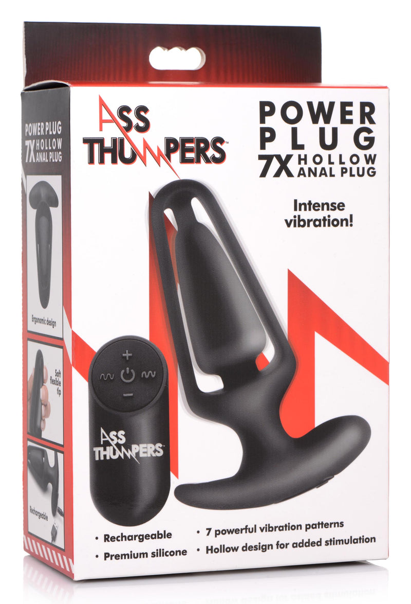 7X Vibrating Hollow Silicone Anal Plug prostate-play from Ass Thumpers