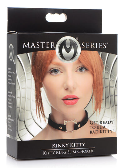Kinky Kitty Ring Slim Choker - Black FetishClothing from Master Series