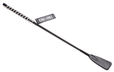 Short Leather Riding Crop with Rhinestone Handle Impact from Strict Leather