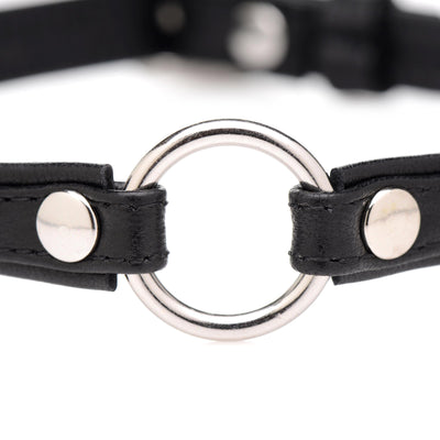 Sex Pet Leather Choker with Silver Ring FetishClothing from Master Series