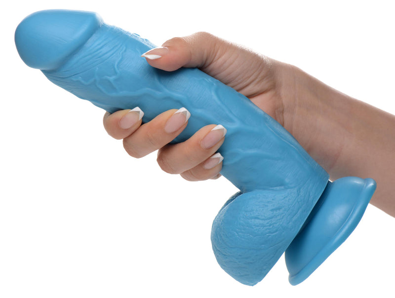 8.25 Inch Realistic Dildo with Balls - Blue Dildos from Pop Peckers