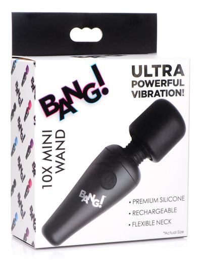 10X Ultra Powerful Silicone Mini Wand Vibrator - Black massagers-small from Bang