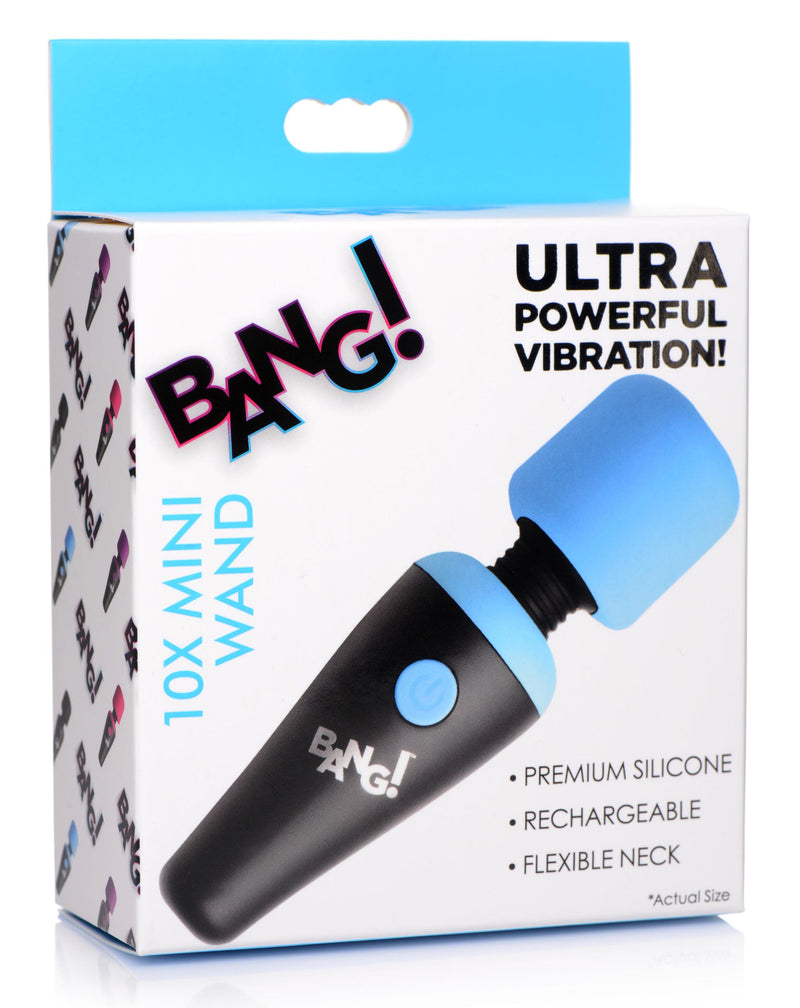 10X Ultra Powerful Silicone Mini Wand Vibrator  - Blue massagers-small from Bang
