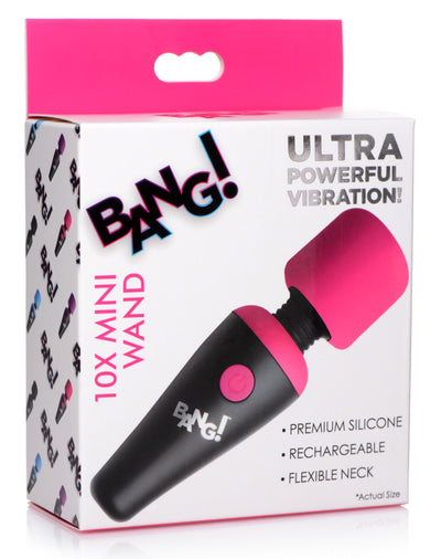 10X Ultra Powerful Silicone Mini Wand Vibrator  - Pink massagers-small from Bang