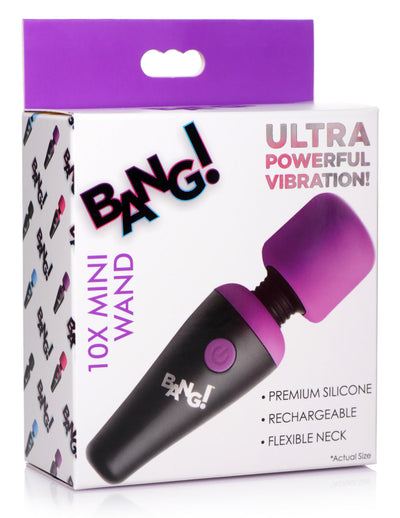 10X Ultra Powerful Silicone Mini Wand Vibrator - Purple massagers-small from Bang