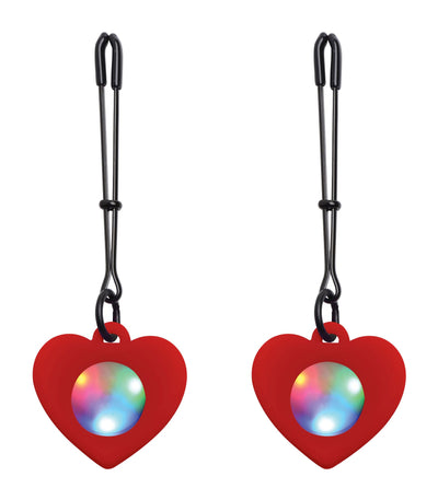 Silicone Light Up Heart Tweezer Nipple Clamps nipple-clamps from Charmed