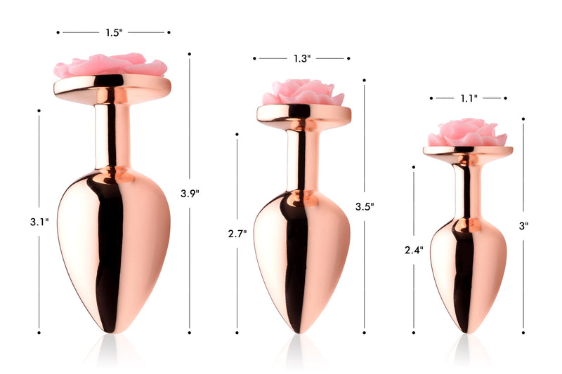 Rose Gold Anal Plug with Pink Flower - Large | Booty Sparks butt-plugs from Booty Sparks