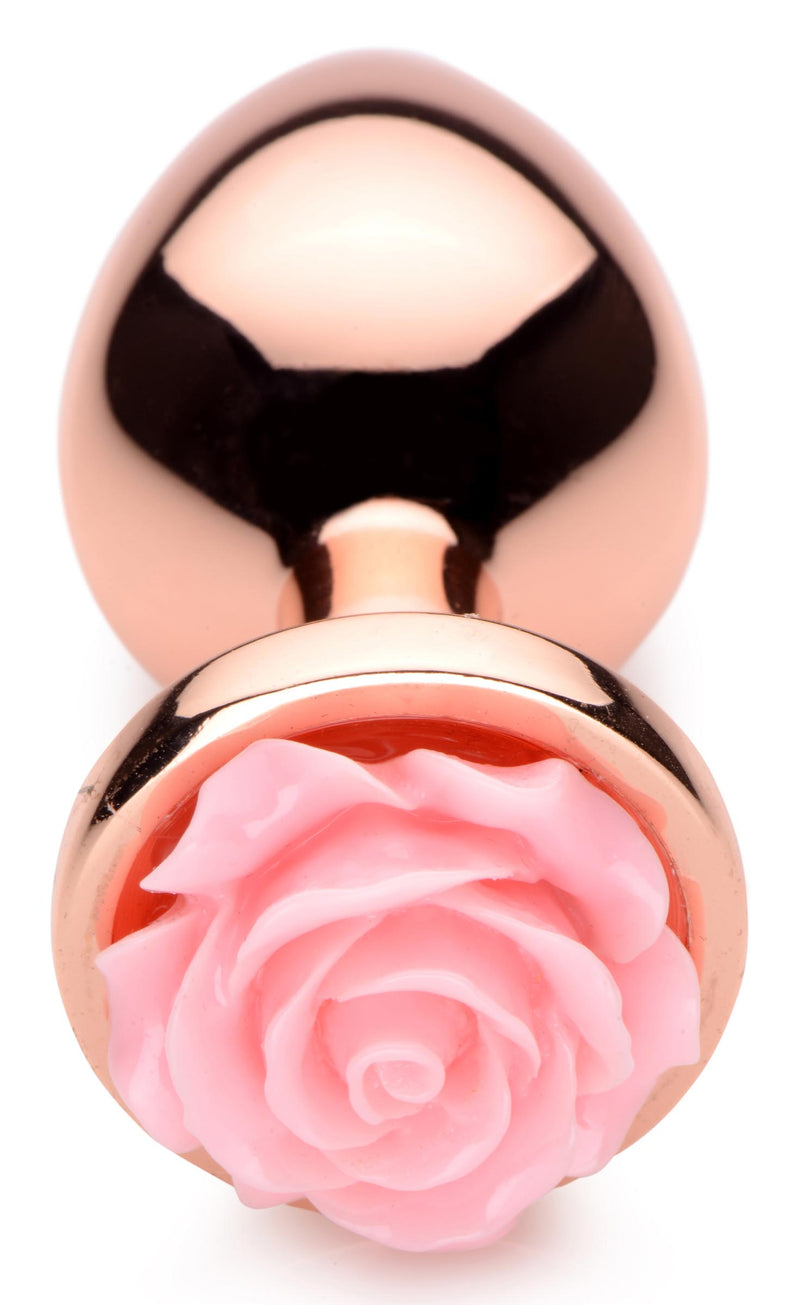 Rose Gold Anal Plug with Pink Flower - Medium | Boory Sparks butt-plugs from Booty Sparks