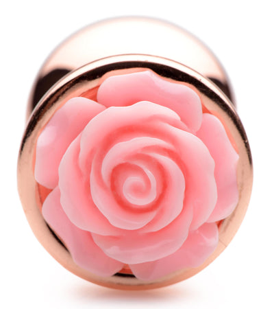 Rose Gold Anal Plug with Pink Flower - Medium | Boory Sparks butt-plugs from Booty Sparks