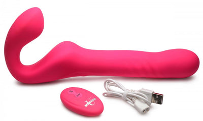 30X Thrusting and Vibrating Strapless Strap-On With Remote Control vibesextoys from Strap U