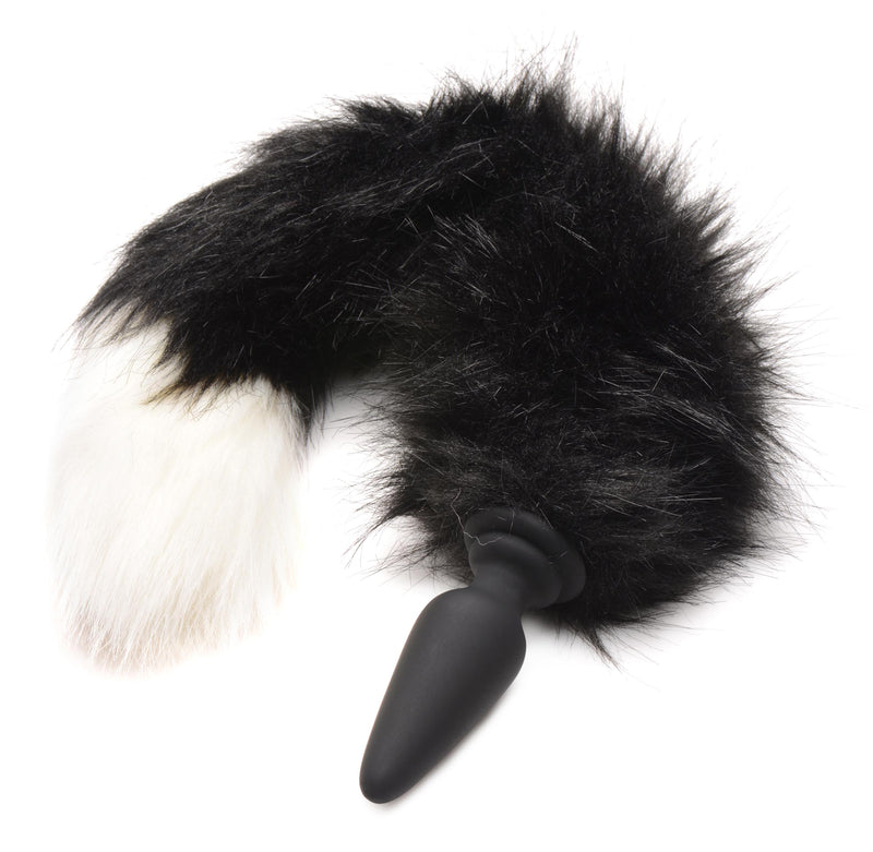 Small Anal Plug with Interchangeable Fox Tail - Black and White butt-plugs from Tailz