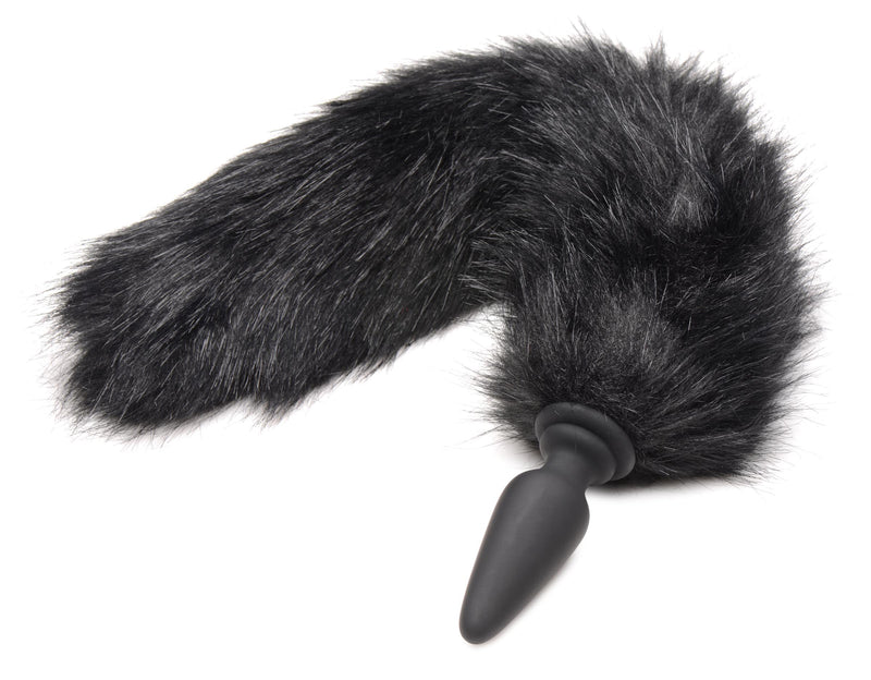 Large Anal Plug with Interchangeable Fox Tail - Black butt-plugs from Tailz
