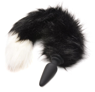 Large Anal Plug with Interchangeable Fox Tail - Black and White butt-plugs from Tailz