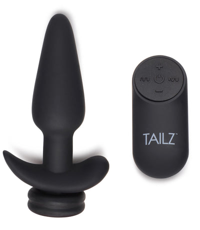 Small Vibrating Anal Plug with Interchangeable Fox Tail - Black butt-plugs from Tailz