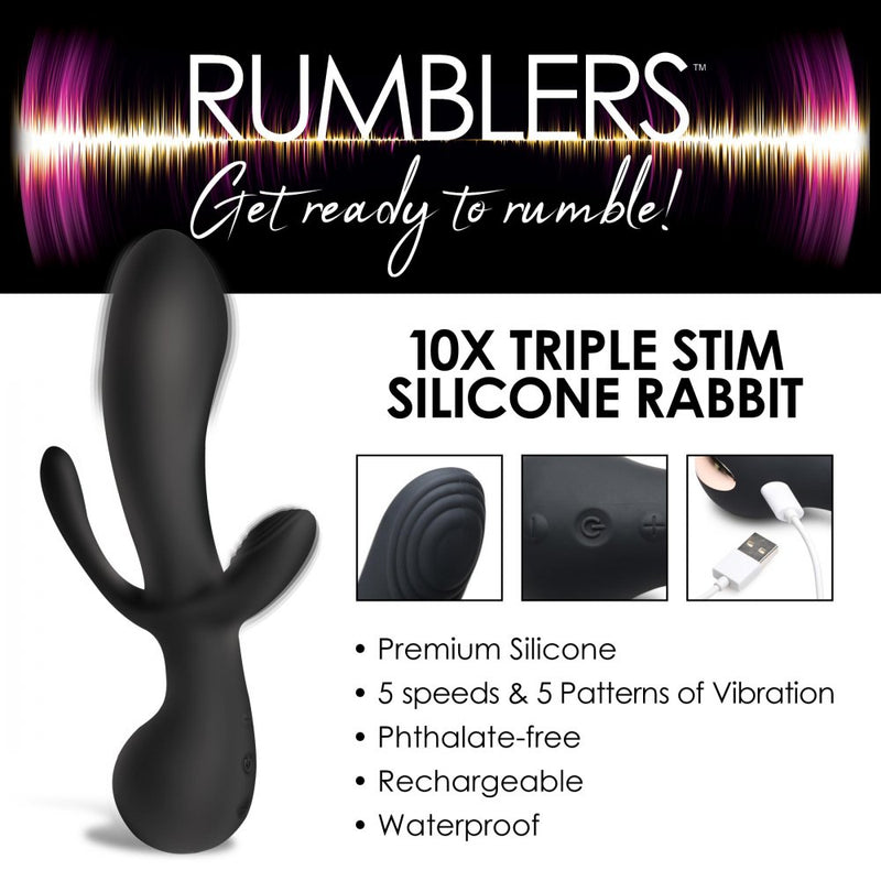 10X Triple Stim Silicone Vibrator