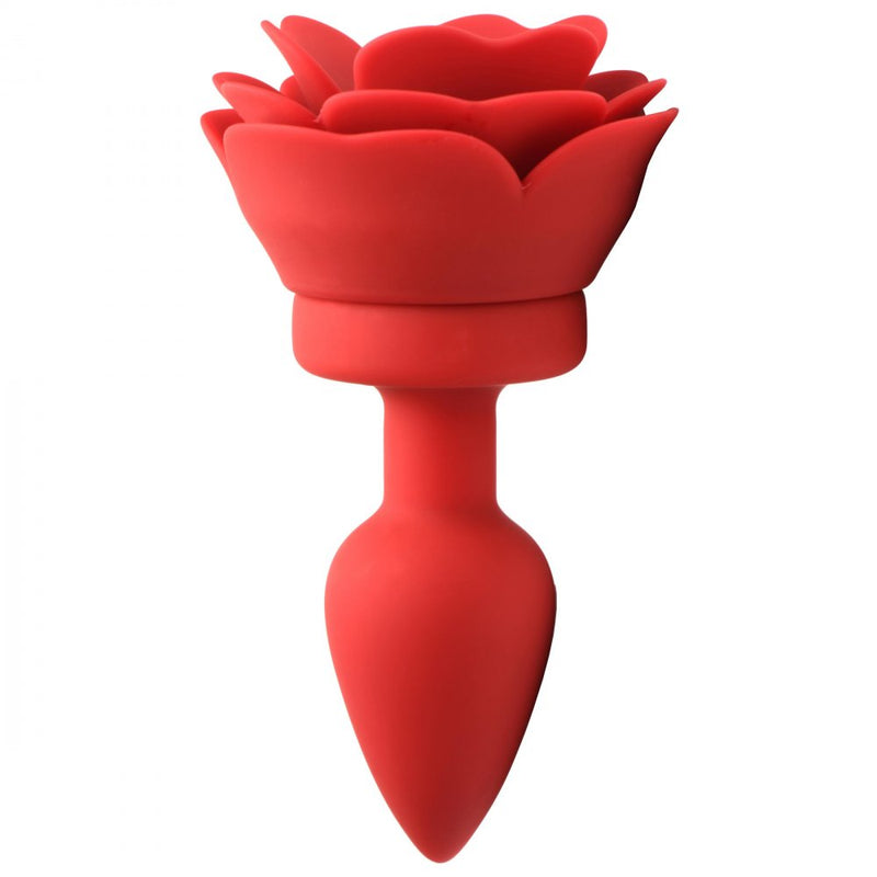 28X Silicone Vibrating Rose Anal Plug with Remote - Large