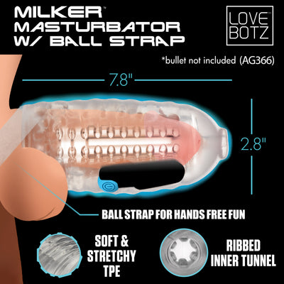 Milker Masturbator with Ball Strap - Male Masturbator