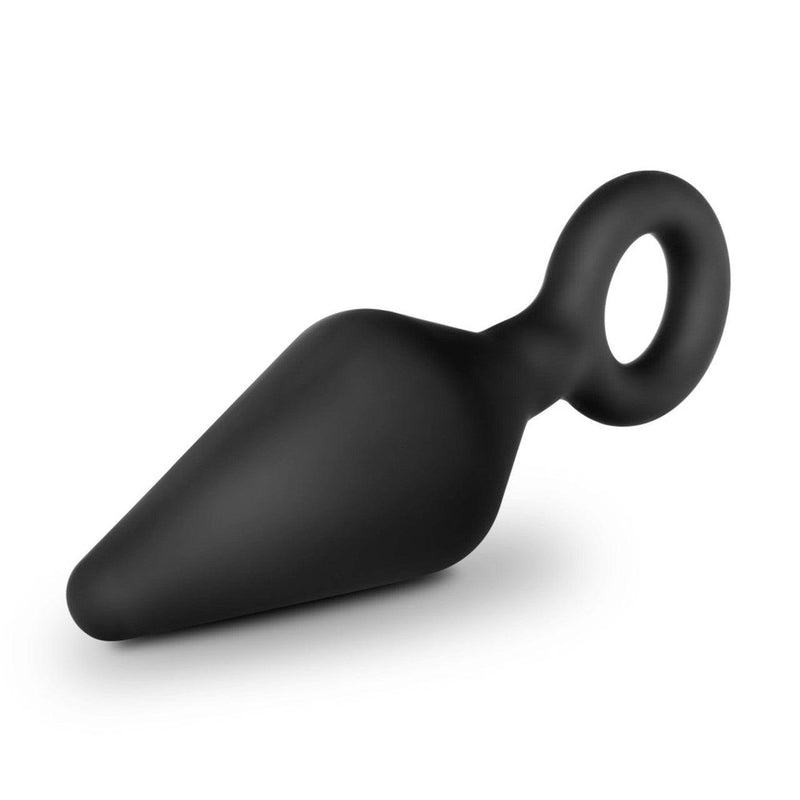 Anal Adventures Platinum Silicone Loop Butt Plug - Small Black - The Dildo Hub