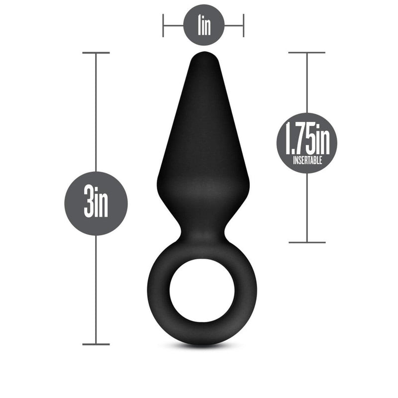 Anal Adventures Platinum Silicone Loop Butt Plug - Small Black - The Dildo Hub