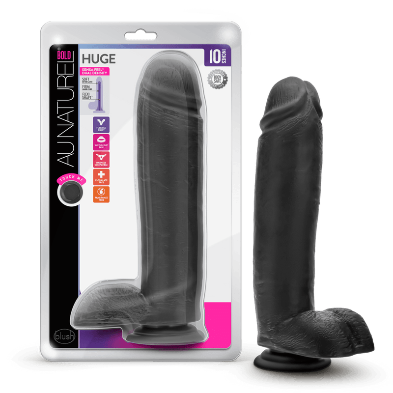 Au Naturel Bold Huge Black Realistic Dildo - 10.50 Inches | Blush - The Dildo Hub