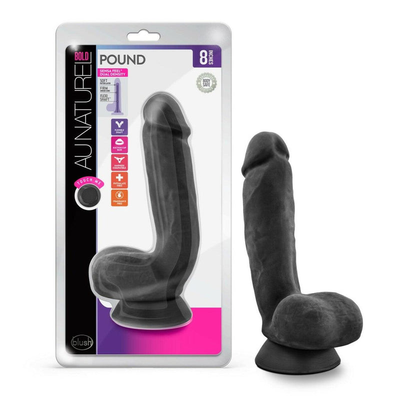 Au Naturel Bold Pound Black Realistic Dildo - 8.50 Inches | Blush - The Dildo Hub