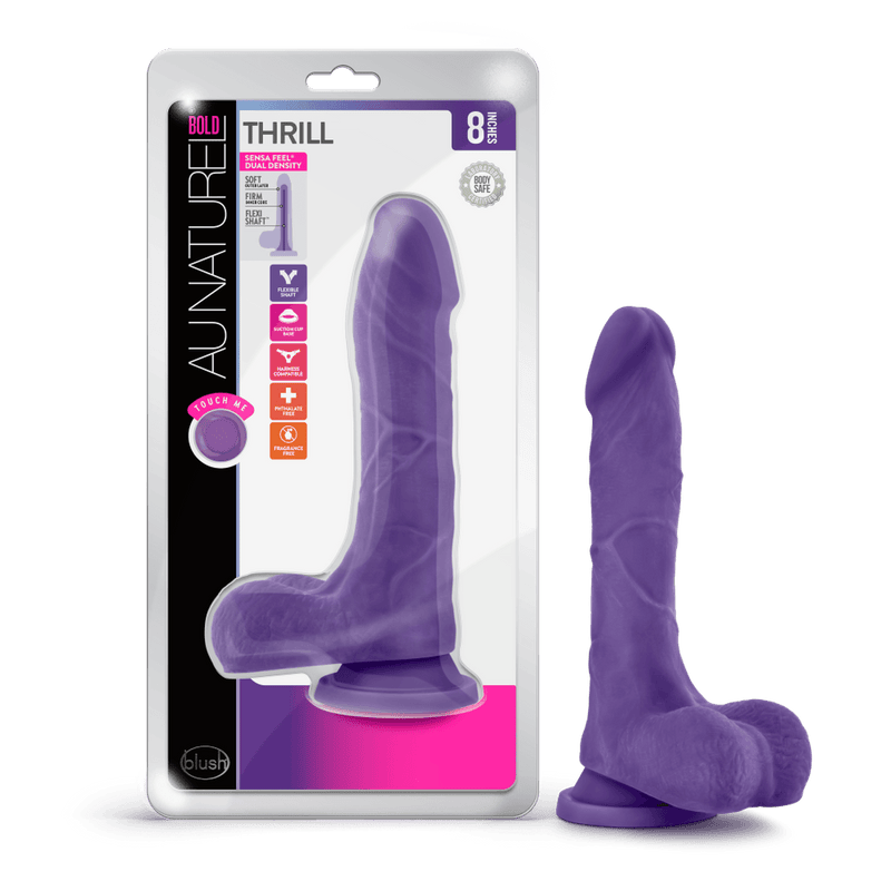 Au Naturel Bold Thrill Purple Realistic Dildo - 8.50 Inches | Blush - The Dildo Hub