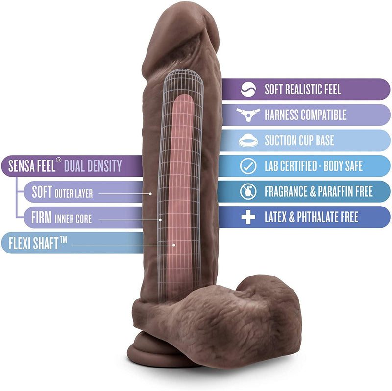 Au Naturel Chocolate Realistic Dildo With Suction Cup - 9.50 Inches | Blush - The Dildo Hub