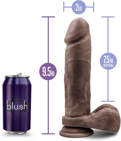 Au Naturel Chocolate Realistic Dildo With Suction Cup - 9.50 Inches | Blush - The Dildo Hub