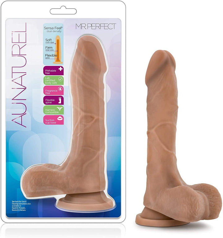 Au Naturel Mr. Perfect Mocha Realistic Dildo - 8.50 Inches | Blush - The Dildo Hub