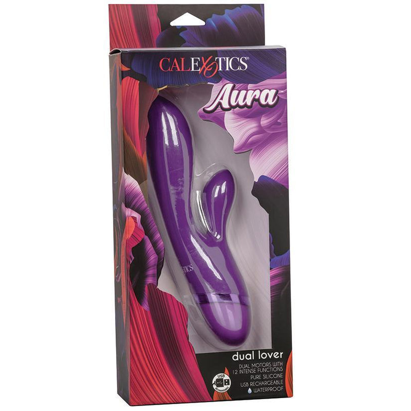 Aura Dual Lover Purple Rabbit Vibrators - 8 Inches | CalExotics - The Dildo Hub