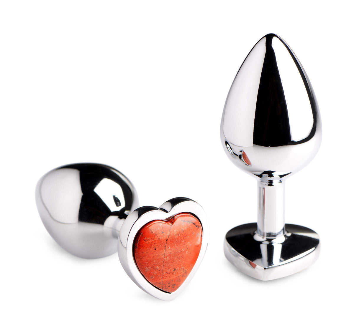 Authentic Red Jasper Gemstone Heart Anal Plug - Large - The Dildo Hub