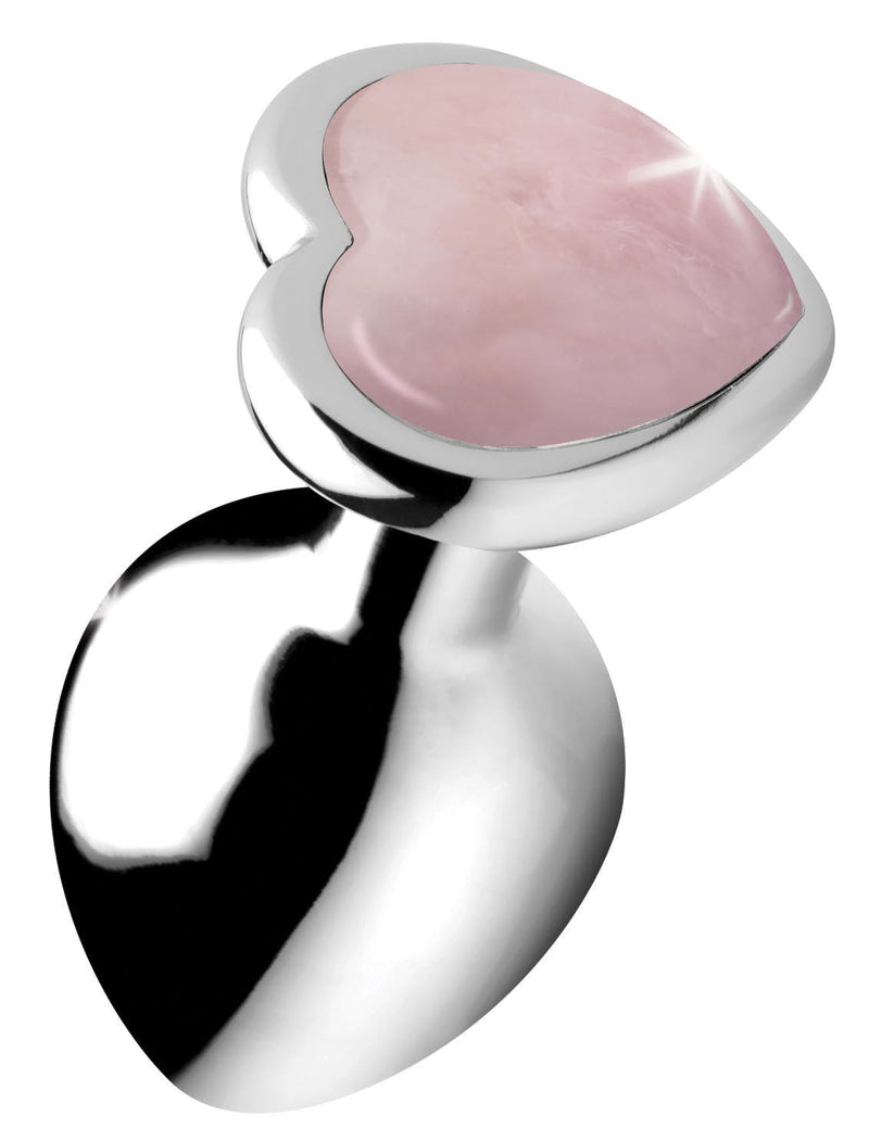 Authentic Rose Quartz Gemstone Heart Anal Plug - Medium - The Dildo Hub