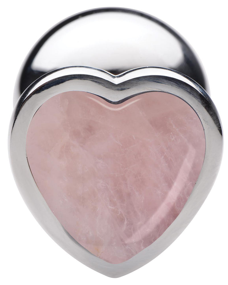 Authentic Rose Quartz Gemstone Heart Anal Plug - Medium - The Dildo Hub