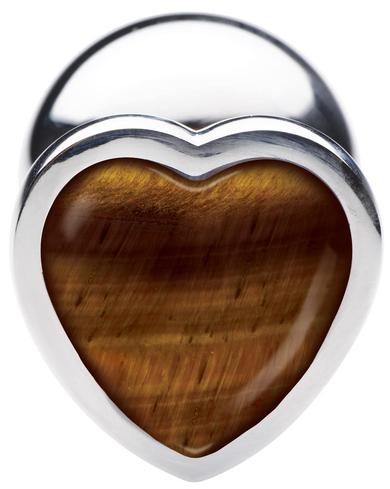 Authentic Tigers Eye Gemstone Heart Anal Plug - Medium - The Dildo Hub