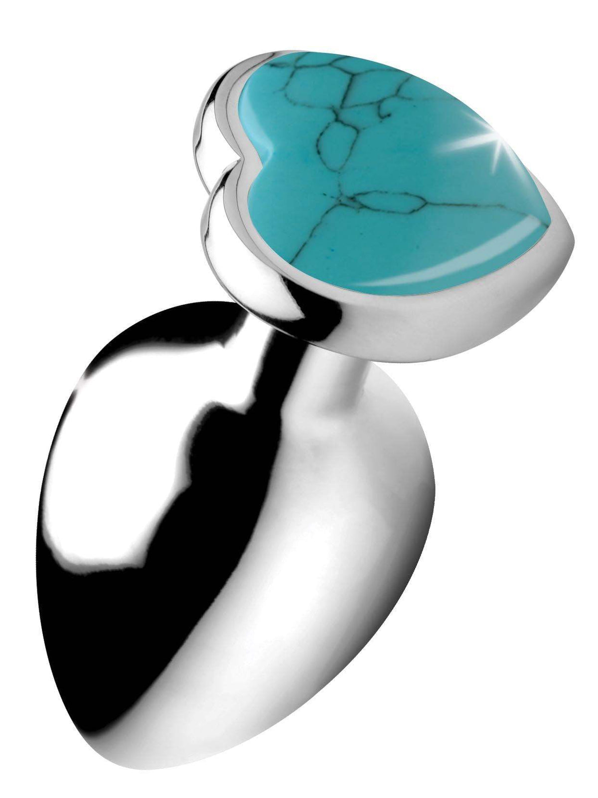 Authentic Turquoise Gemstone Heart Anal Plug - Large - The Dildo Hub