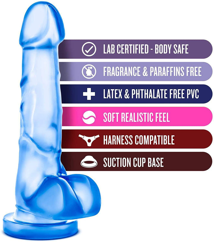 B Yours Sweet N Hard Blue Realistic Dildo - 7 Inches | Blush - The Dildo Hub