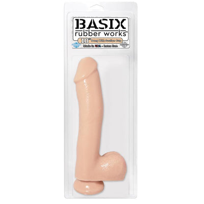 Basix Flesh Realistic Dildo With Suction Cup - 10 Inches | Pipedream - The Dildo Hub