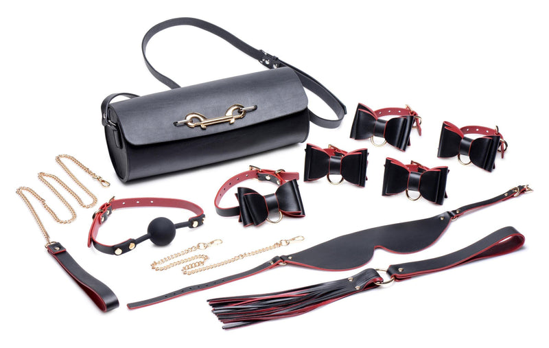 Black and Red Bow Bondage Set with Carry Case - The Dildo Hub