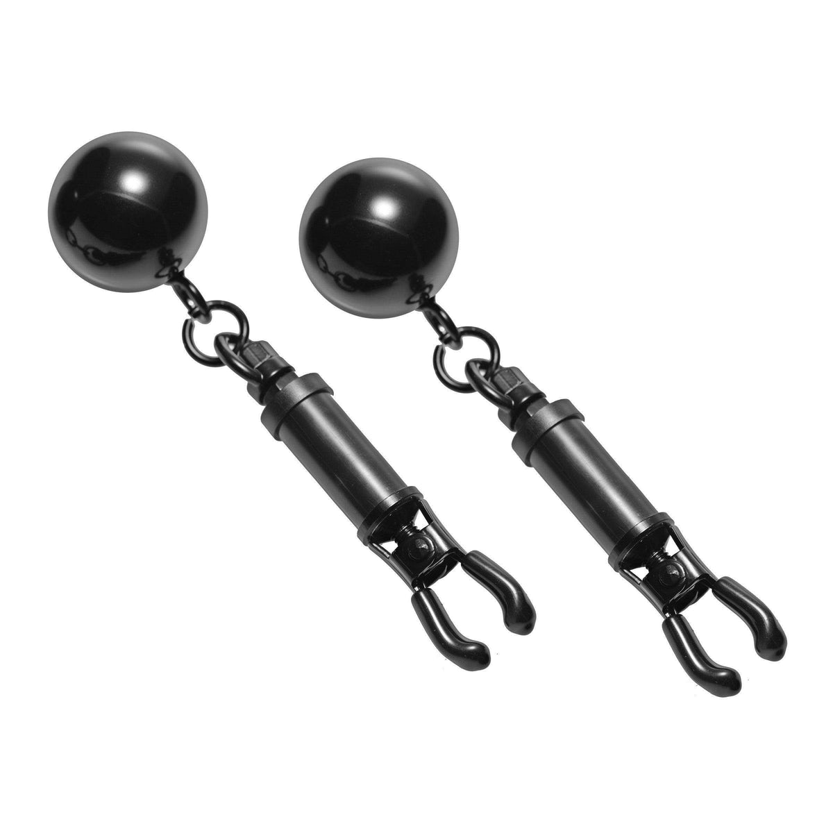 Black Bomber Nipple Clamps with Ball Weights - The Dildo Hub