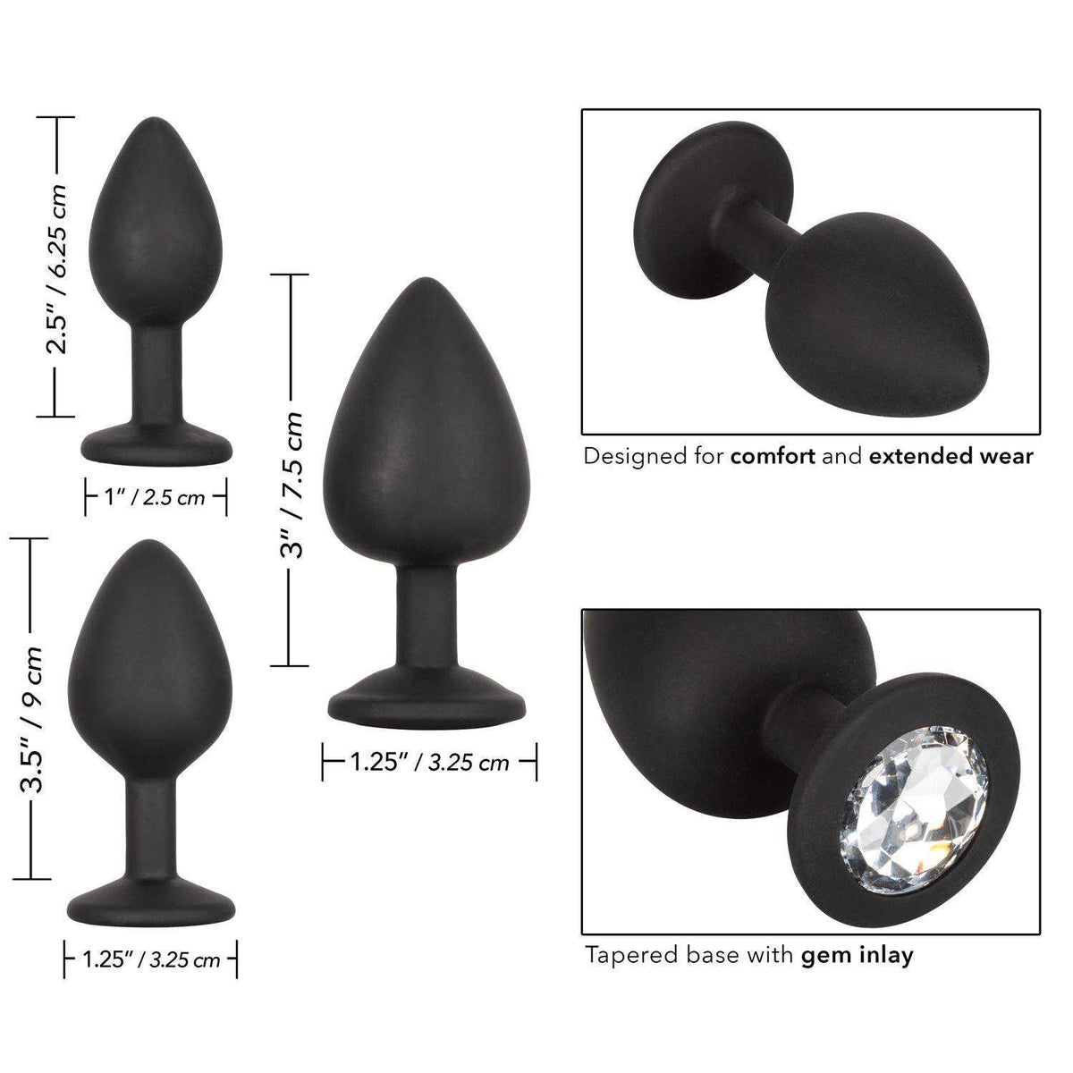 Black Silicone Gem Anal Training Kit | CalExotics - The Dildo Hub