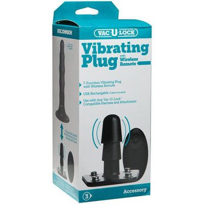 Black Vibrating Plug With Snaps & Wireless Remote Vac-U-Lock | Doc Johnson - The Dildo Hub