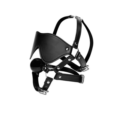 Blindfold Harness and Black Ball Gag - The Dildo Hub