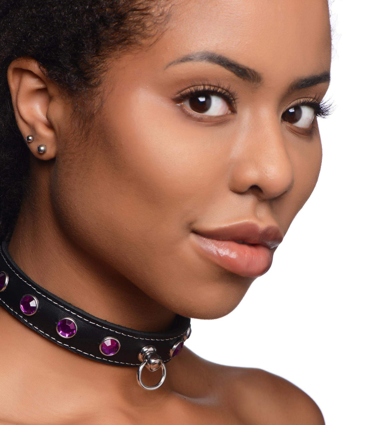 Bling Vixen Leather Choker with Rhinestones - - The Dildo Hub