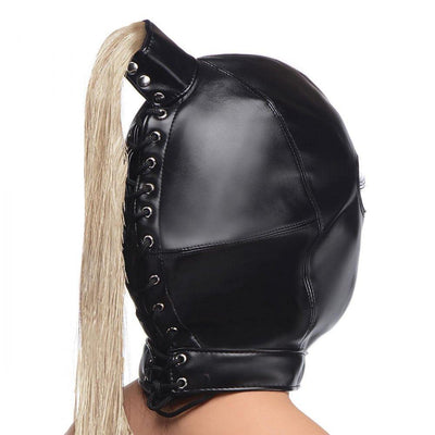 Blonde Ponytail Bondage Hood - The Dildo Hub