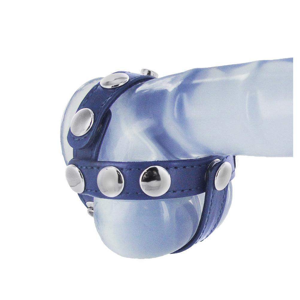 Blue Leather Cock and Ball Harness - The Dildo Hub
